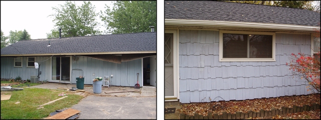 LEFT: Completed Roof before soffit reinstalled. RIGHT: After soffit installed.